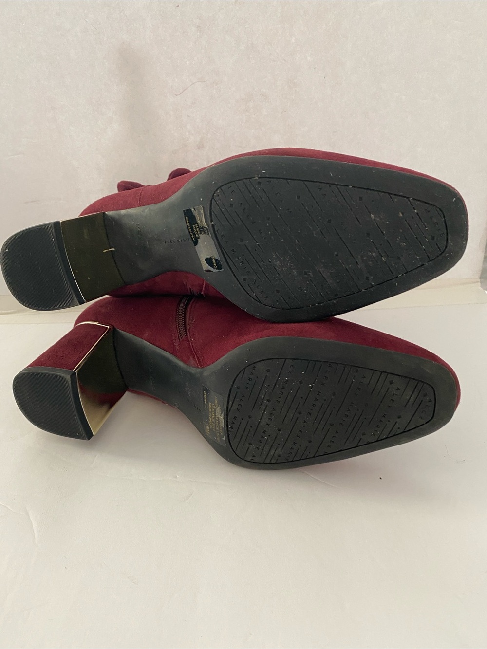 Alex & Marie Burgundy Suede Dashauna Booties - Picture 5 of 8